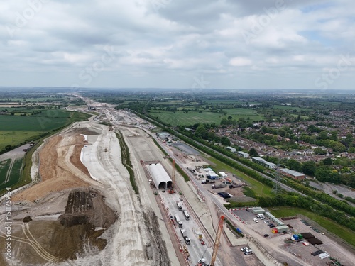 HS2 under construction high speed railway Wendover  Buckinghamshire, UK aerial .