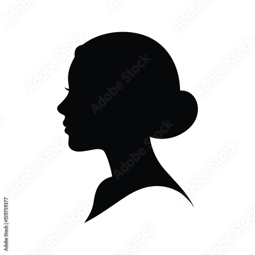 Elegant black silhouette of a woman s profile with updo hairstyle