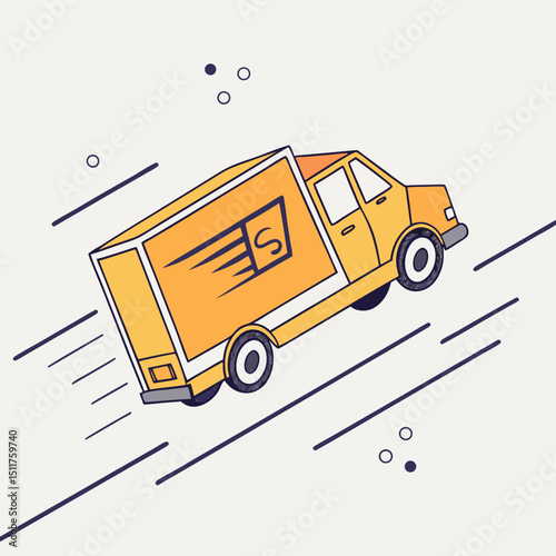 E-commerce Delivery Truck 3D Icon in Motion Style