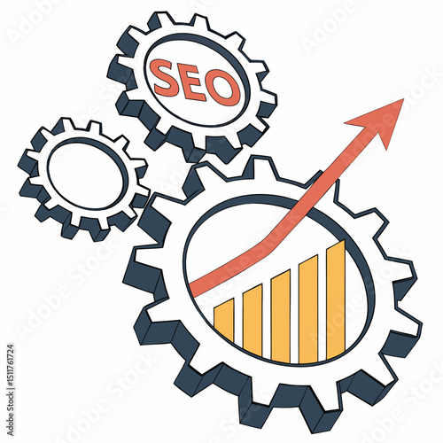 seo optimization icon in 3d with gear and graph