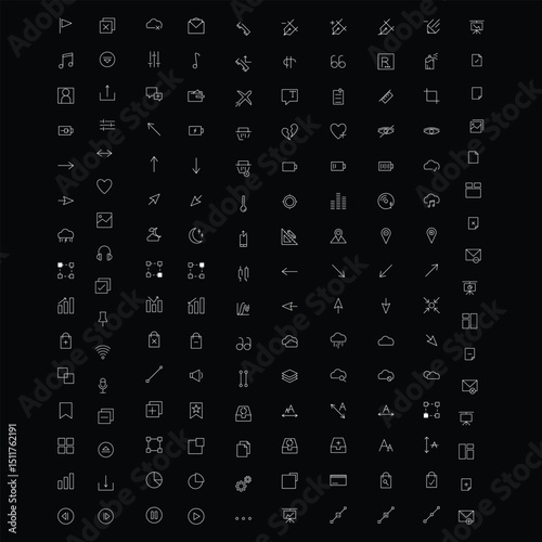 High-quality icon sets line icons sheet black background
