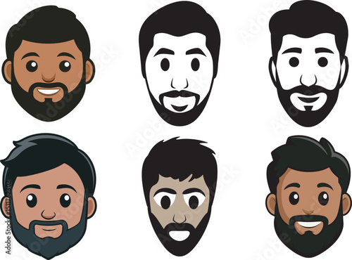 set of different facial expressions