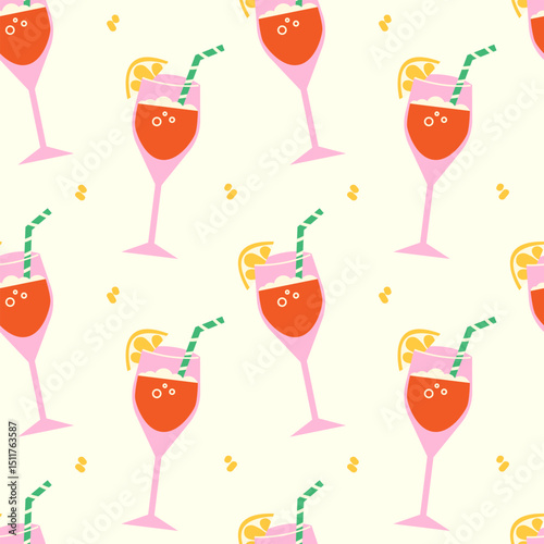 Seamless pattern with summer beach cocktails