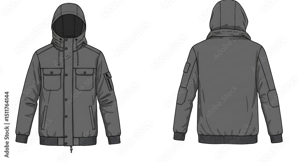 Naklejka premium Urban Storm Jacket: Front & Back