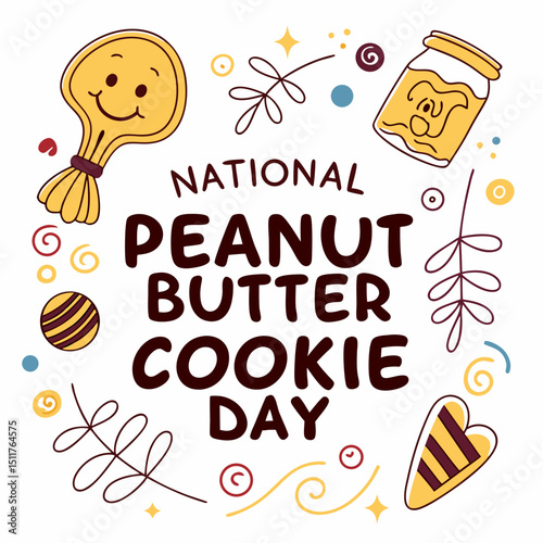 NATIONAL PEANUT BUTTER COOKIE DAY vector illustration
