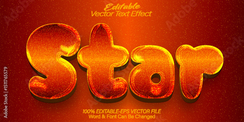  Star Shine Bright Light Cosmic Yellow Vector Text Effect Editable Alphabet