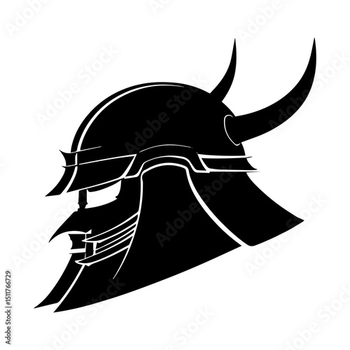 Retro Soldier Helmet Silhouette – Full Face Military Headgear with Devil Mask Design