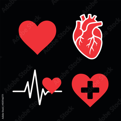 Heart and plus sign graphic design for cards and invitations