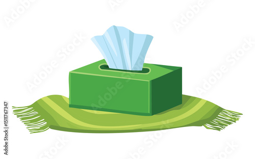 Green Tissue Box with Green Blanket