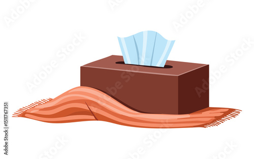Brown Tissue Box with Orange Blanket