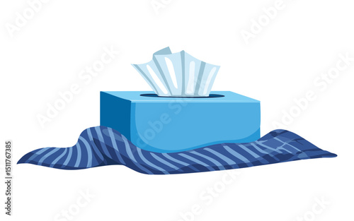 Blue Tissue Box with Blanket