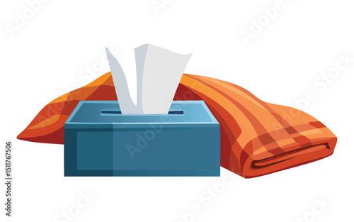 Blue Tissue Box with Scarf