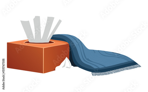 Orange Tissue Box Blue Blanket