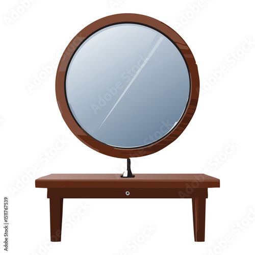 Brown Round Desktop Mirror Illustration