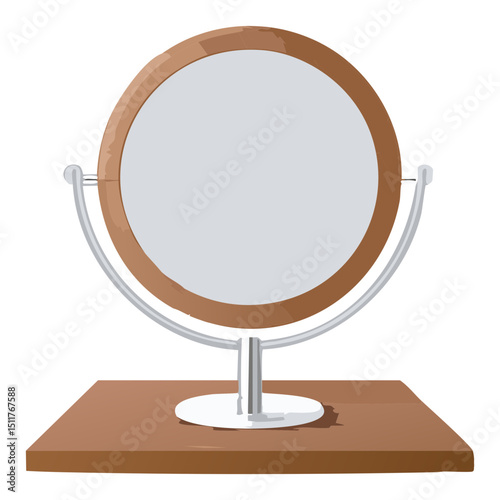 Brown Round Desktop Mirror Illustration