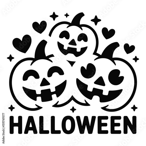 A vector illustration shows a Halloween pumpkin head, a classic symbol of the spooky season
