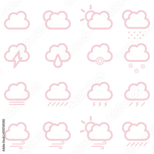 weather icon .set of pink clouds icon