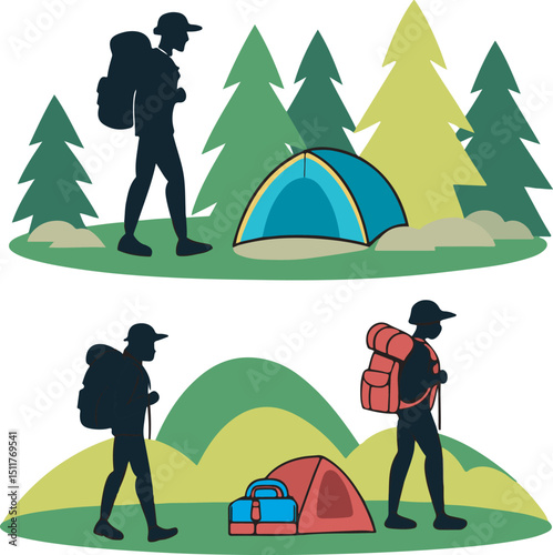 camping in the forest
