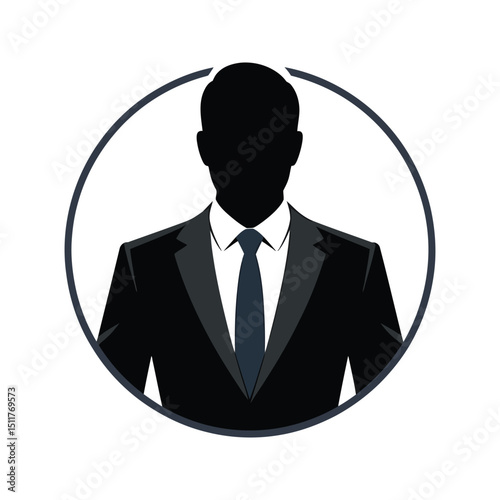 Silhouette of a businessman in a suit circle profile placeholder