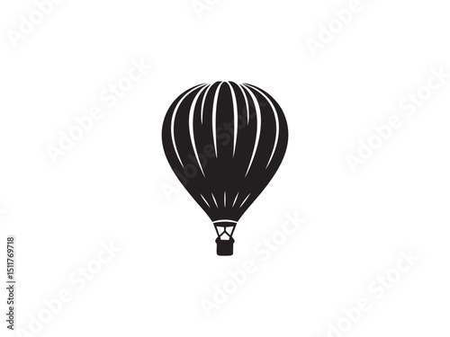 Hot Air Balloon Silhouette Over Mountains with Clouds – Flight, Serenity, and Landscape Beauty.