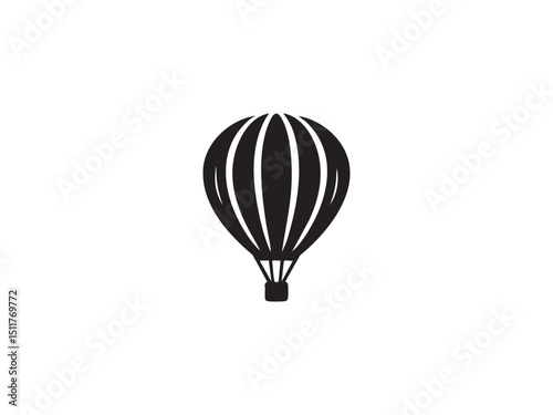 Hot Air Balloon Silhouette Over Mountains with Clouds – Flight, Serenity, and Landscape Beauty.
