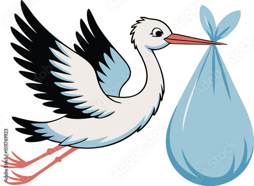 The Storks carring a baby, baby shower invitation