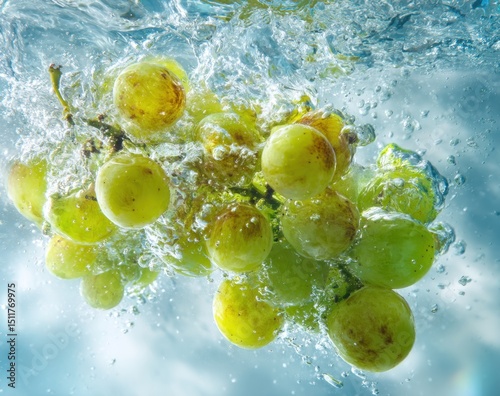 Fresh Grapes Underwater