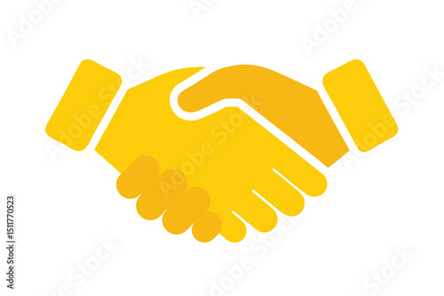 Two yellow hands shaking in agreement partnership illustration