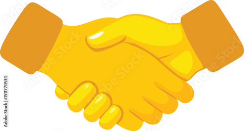 Two yellow hands shaking in agreement partnership illustration