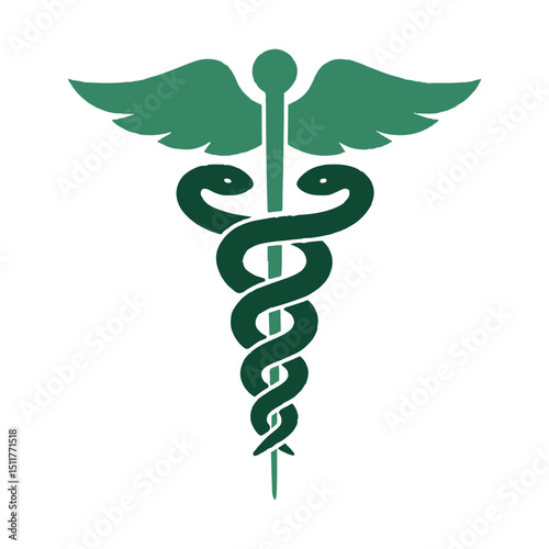 Modern minimalist green caduceus medical symbol banner