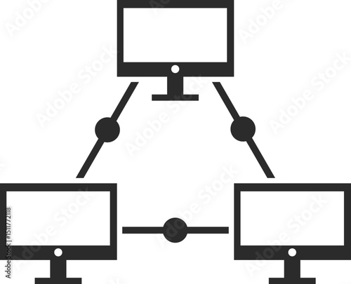 computer network icon for computer and network related icons in dark grey and clear background editable vector illustration