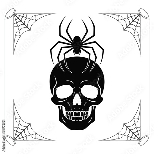 Scary pirate skull and crossbones vector art illustration symbolizes death, danger, and Halloween horror