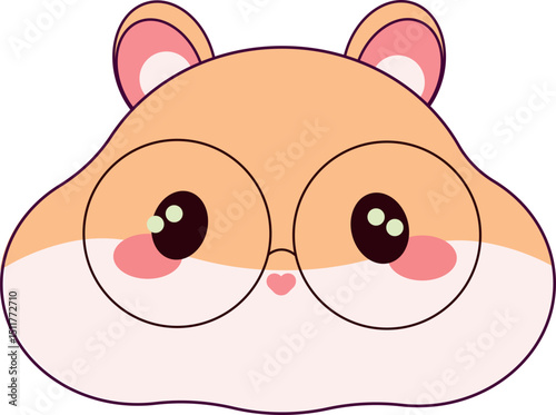 Kawaii Hamster Sticker Face with Glasses 