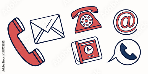 Set of Contact Icons – Communication and Connection Symbol Collection

