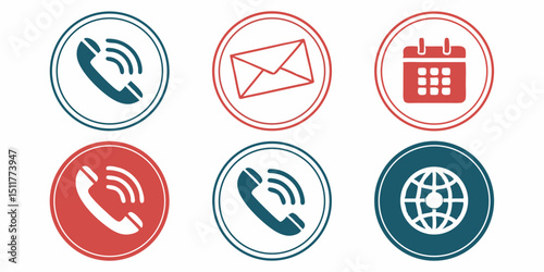 Set of Contact Icons – Communication and Connection Symbol Collection

