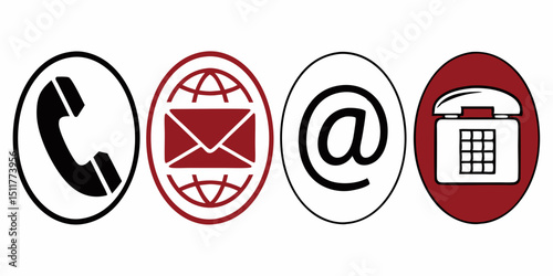 Set of Contact Icons – Communication and Connection Symbol Collection

