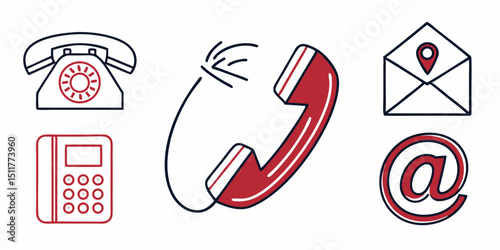 Set of Contact Icons – Communication and Connection Symbol Collection

