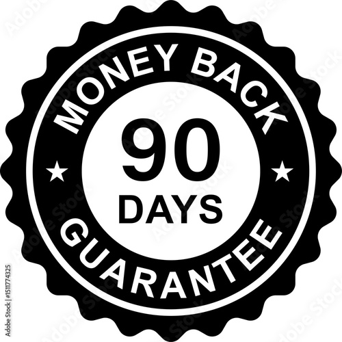 90 days money back guarantee icon for graphic design, logo, website, social media, mobile app, UI illustration