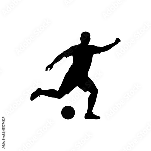 Soccer Player Silhouette Isolated on Transparent Background
