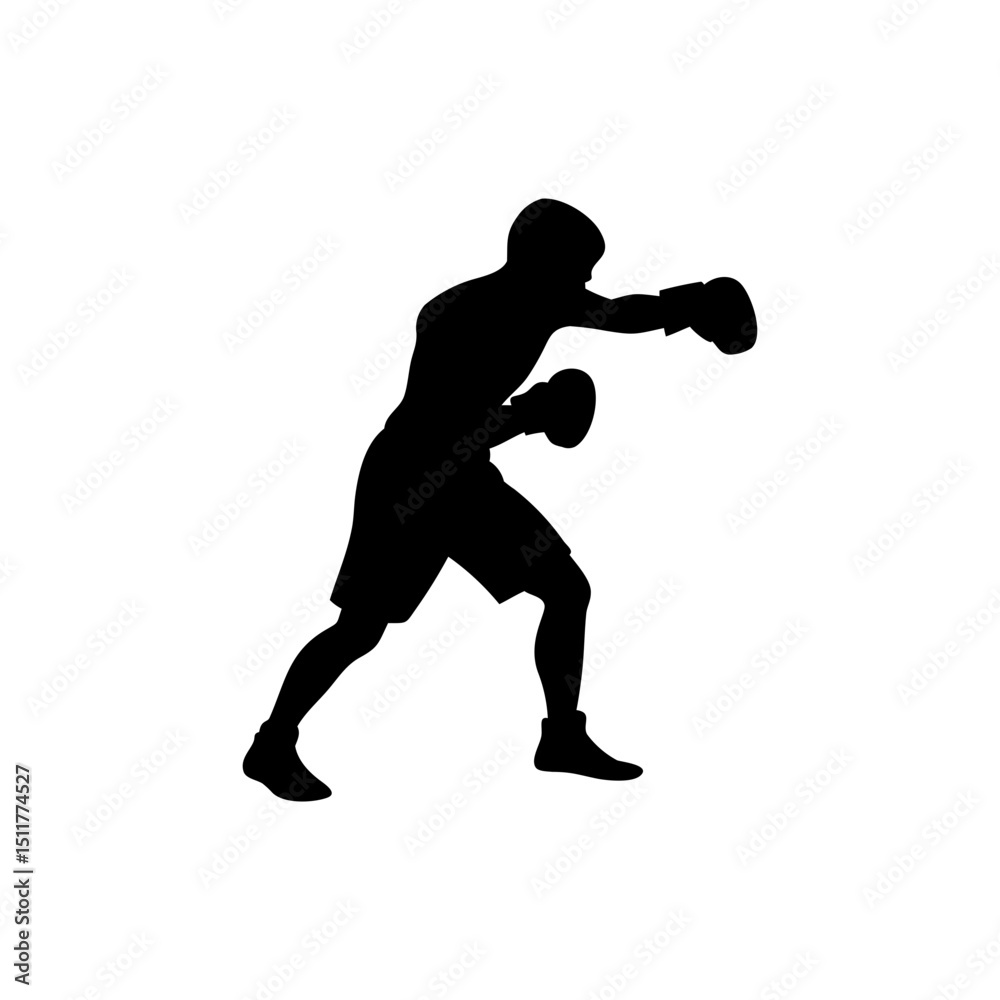 Naklejka premium Boxer Silhouette Isolated on Transparent Background