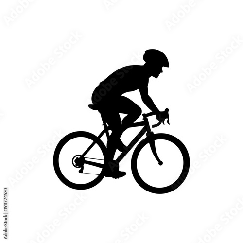 Cycling Athlete Silhouette Isolated on Transparent Background