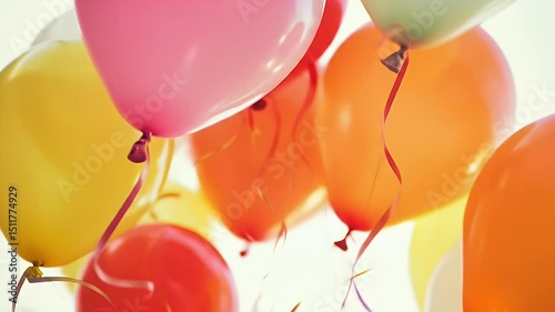 Wallpaper Mural Group of Colorful Helium Balloons in Yellow Pink Orange and Red Festive Celebration Party Decorations with Bright Sunny Lighting Torontodigital.ca