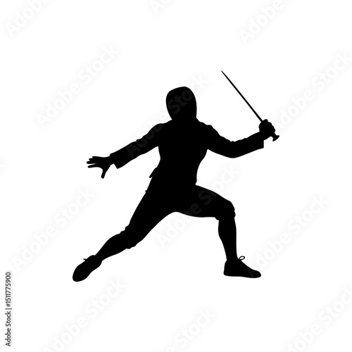 Fencer Silhouette Isolated on Transparent Background