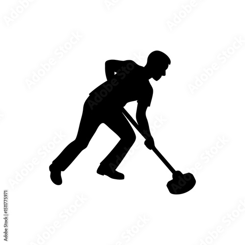 Curler Silhouette Isolated on Transparent Background