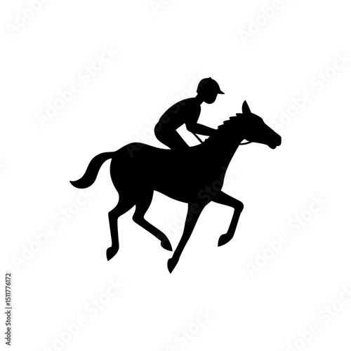 Horse Racing Jockey Silhouette Isolated on Transparent Background