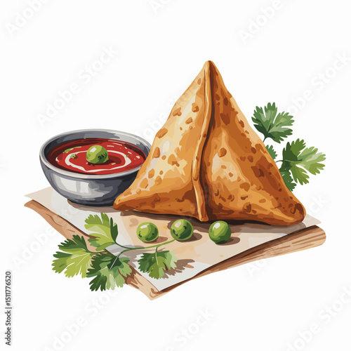 Indian Samosa with Mint Chutney