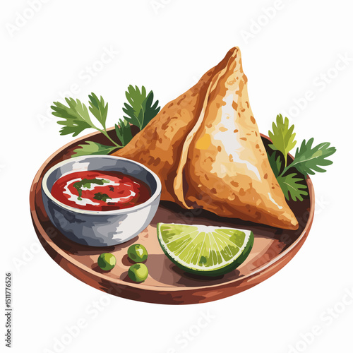 Indian Samosa with Mint Chutney