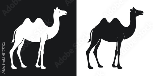 Silhouette of a camel in black and white showing reversal of positive and negative space