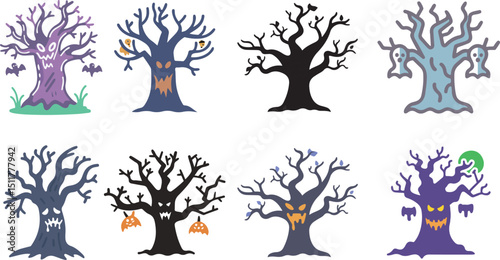set of trees vector illustration