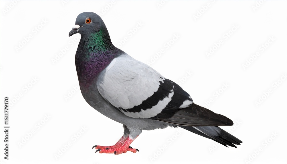 Fototapeta premium Standing pigeon bird isolated on white background